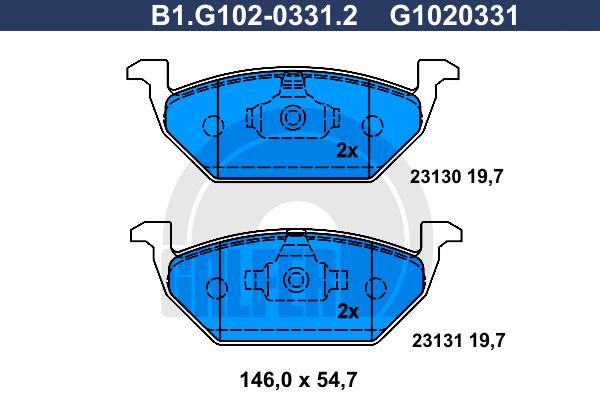 

Комплект тормозных дисковых колодок GALFER B1.G102-0331.2