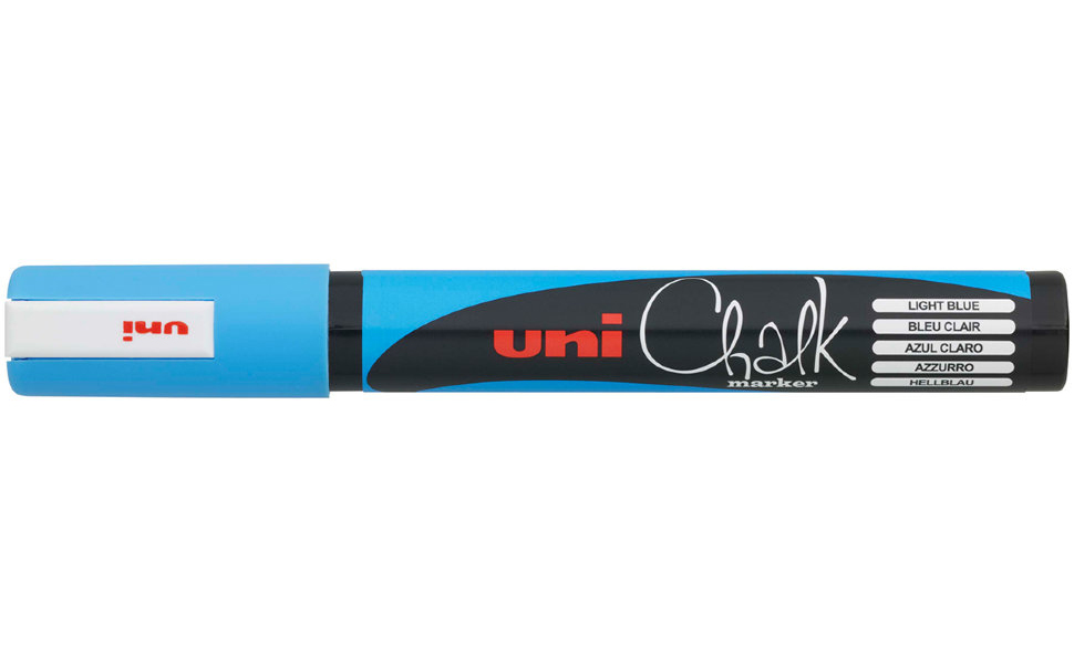 

Маркер меловой Uni Chalk 5M 1,8-2,5мм овальный (голубой, упаковка из 12 шт) голубой