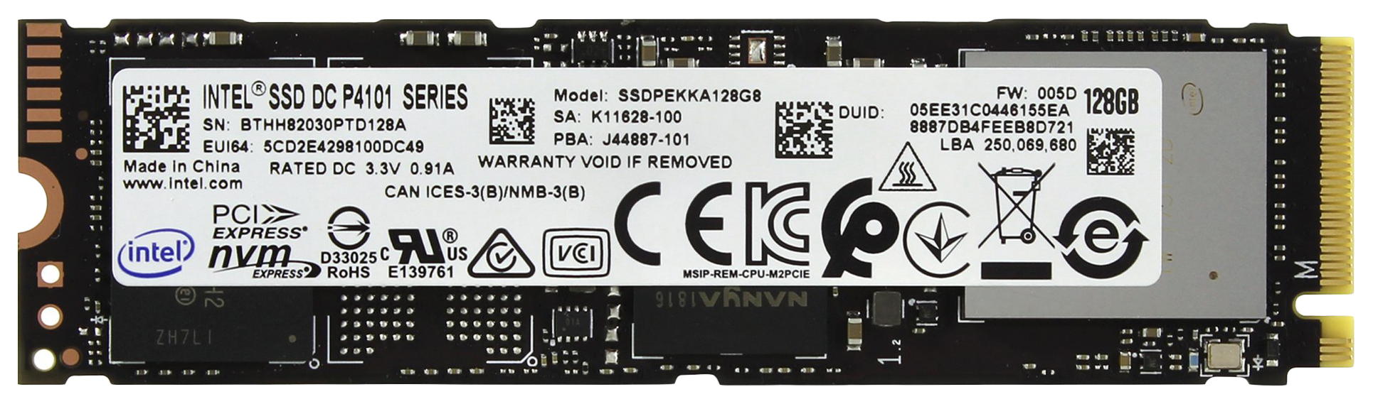 

SSD диск Intel P4101 128ГБ (SSDPEKKA128G801), P4101