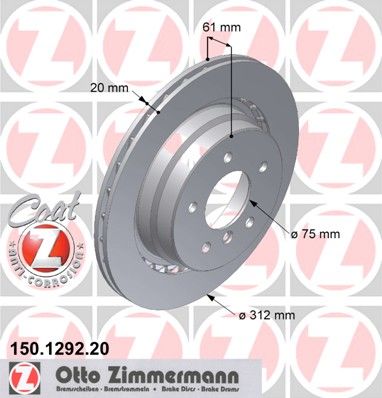 фото Тормозной диск zimmermann 150.1292.20