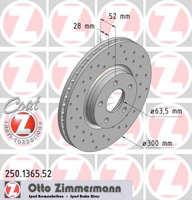 фото Тормозной диск zimmermann 250.1365.52