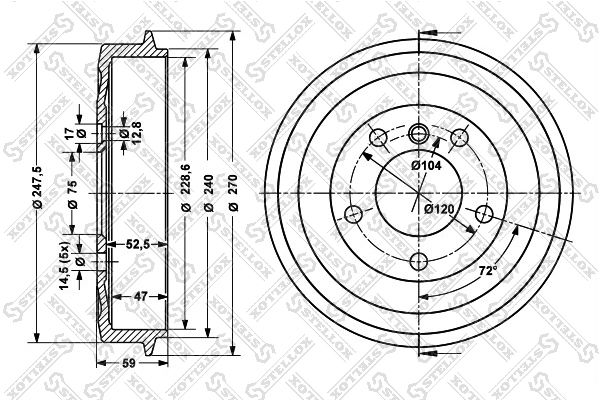 

Тормозной барабан STELLOX 6025-1505-SX