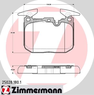 фото Комплект тормозных колодок, дисковый тормоз zimmermann 25028.180.1