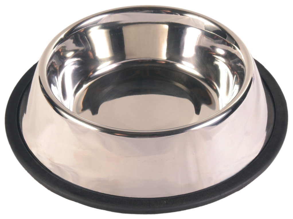 фото Миска для собак trixie stainless steel bowl m, металлическая, 17 см, 900 мл