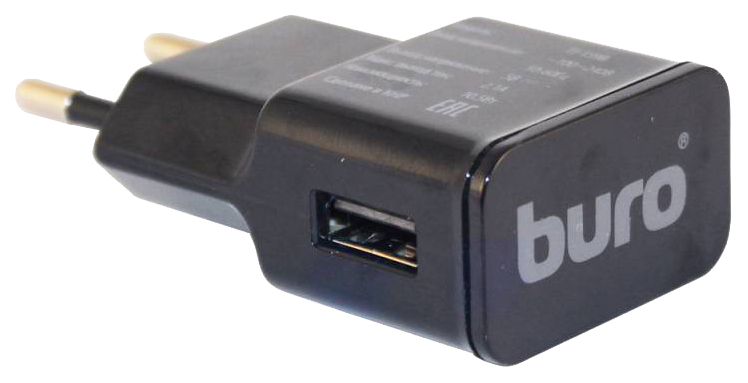 фото Сетевое зарядное устройство buro tj-159b, 1xusb, 2,1 a, black