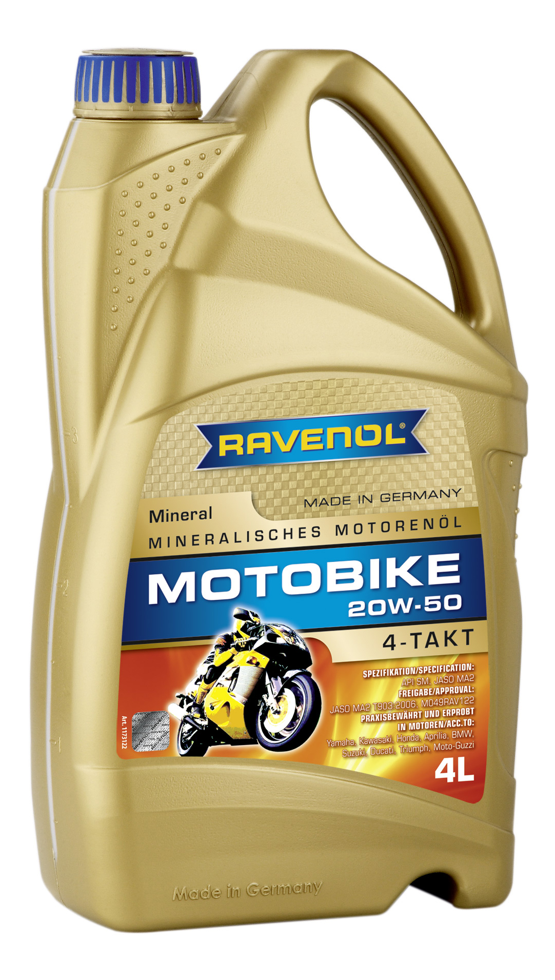 фото Моторное масло ravenol motobike 4-t mineral 20w-50 4л