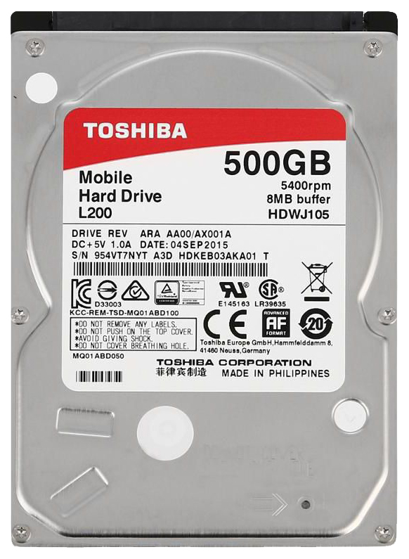 фото Внутренний жесткий диск toshiba l200 500gb (hdwj105uzsva)