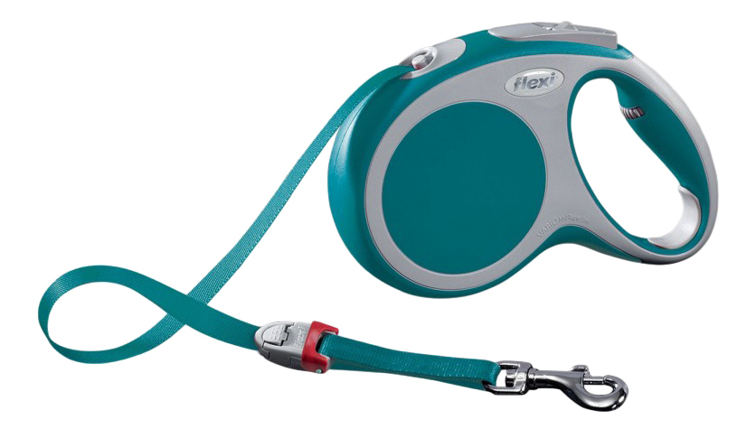 

Поводок-рулетка FLEXI Vario M, 5м, 25кг, лента, бирюзовый, Vario