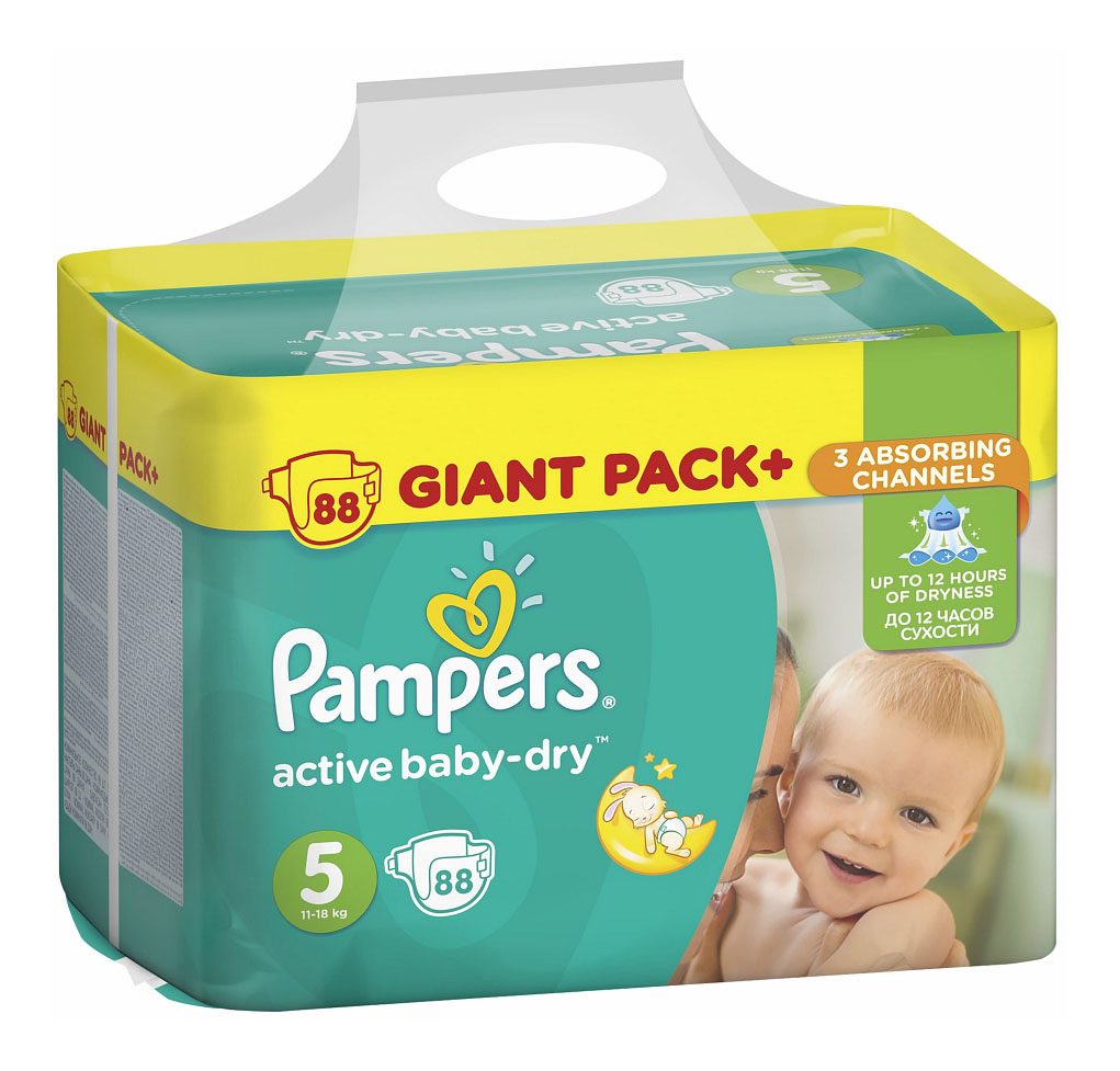

Подгузники одноразовые 11-18 кг, Active Baby-Dry Junior 5 11-18 кг Pampers PA-81637340