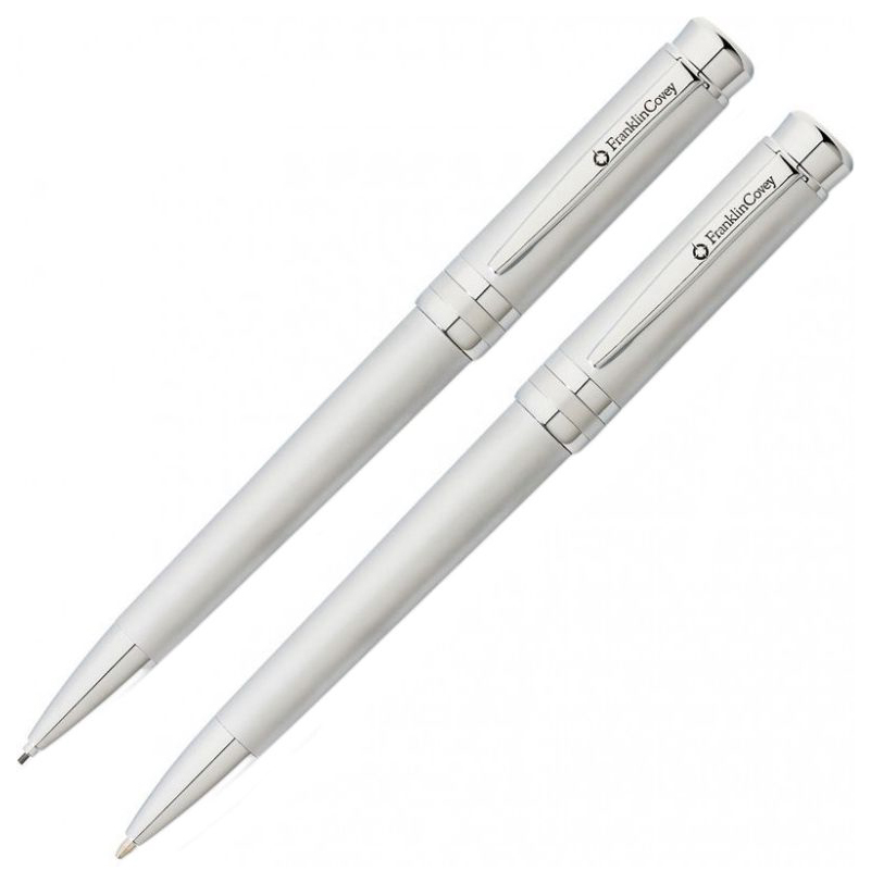 Набор ручек шариковых FranklinCovey Freemont Satin Chrome, синие, 1 мм, 2 шт.