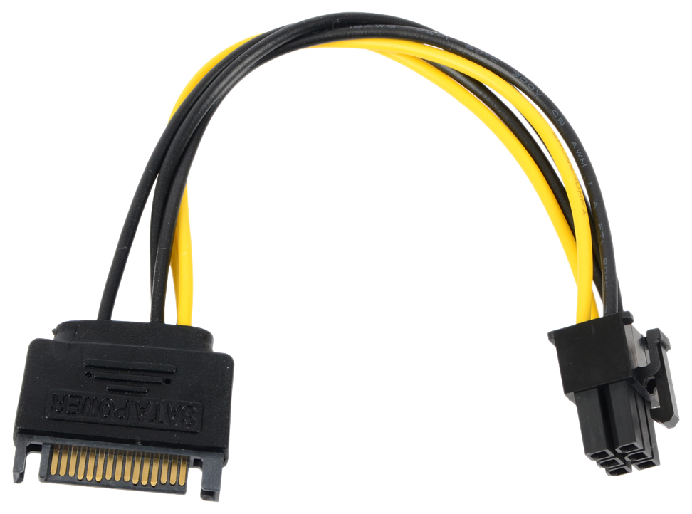 фото Адаптер orient sata 15 pin-pci-e 6 pin, m-m 0,15м black (c512)