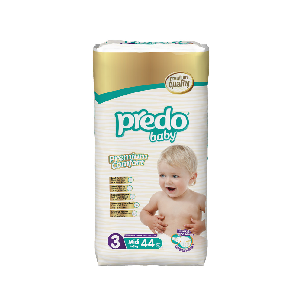 фото Подгузники predo baby midi №3 преимущественная 44 шт. 4-9 кг