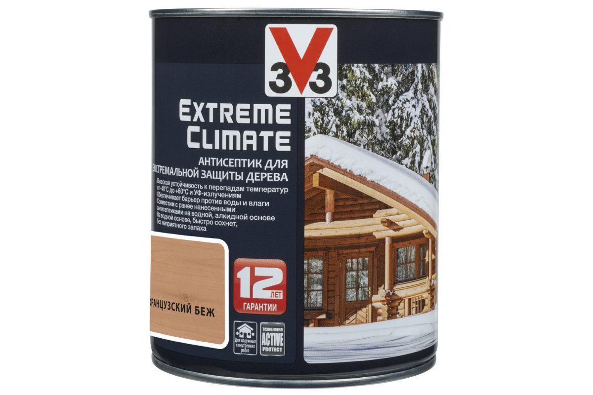 фото Антисептик для экстремальной защиты v33 extreme climate 0.9 л, цвет французский беж