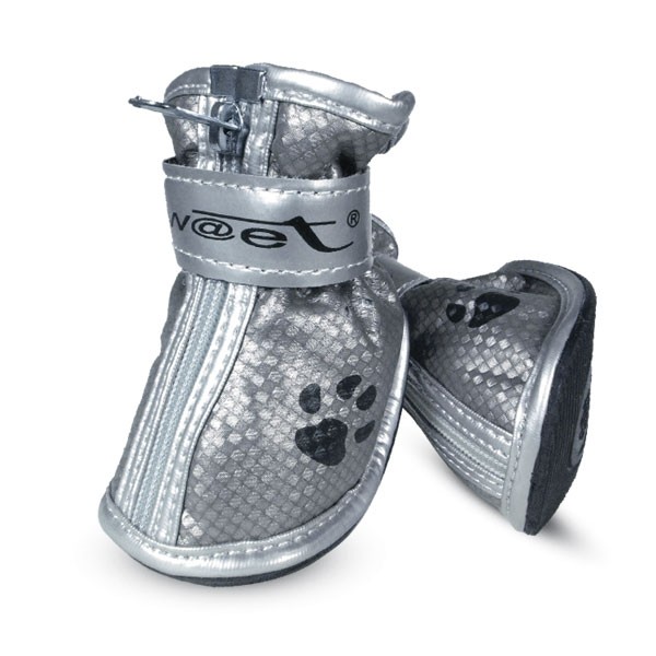 фото Ботинки для собак triol, серебряные с лапками, размер 2