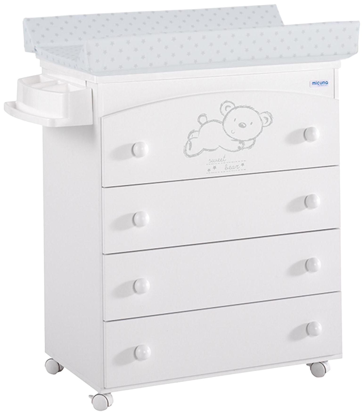 фото Комод micuna sweet bear (микуна свит бир) пеленальный b-970 white матрасик stars grey