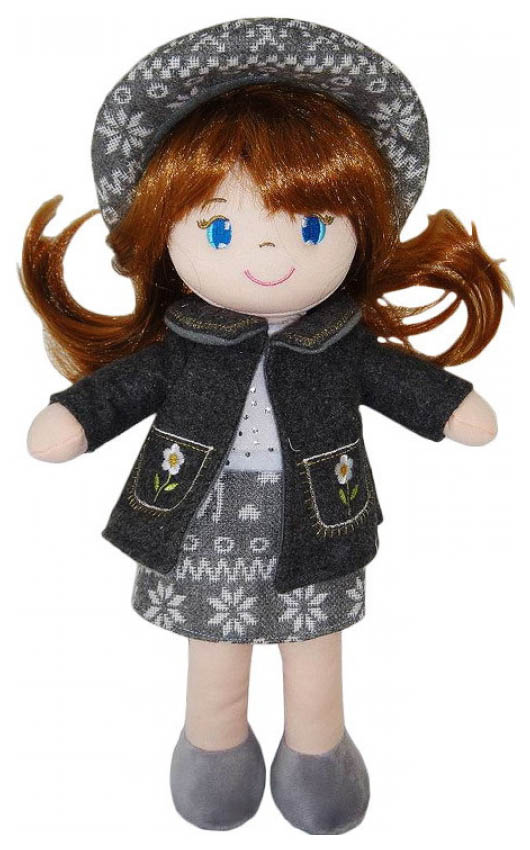 Кукла мягконабивная ABtoys в серой шляпке и фетровом костюме, 36 см