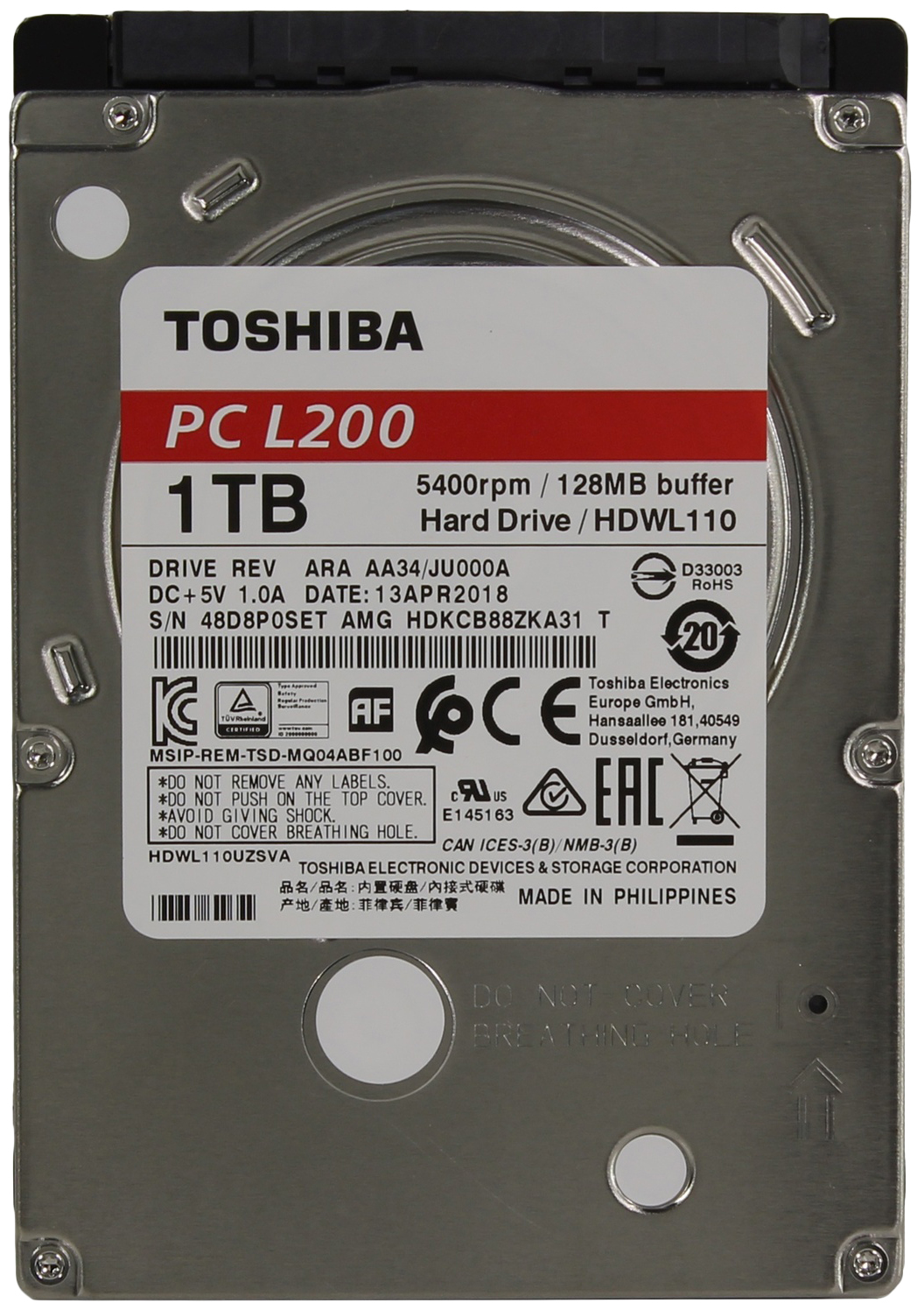 фото Жесткий диск toshiba l200 1тб (hdwl110ezsta)