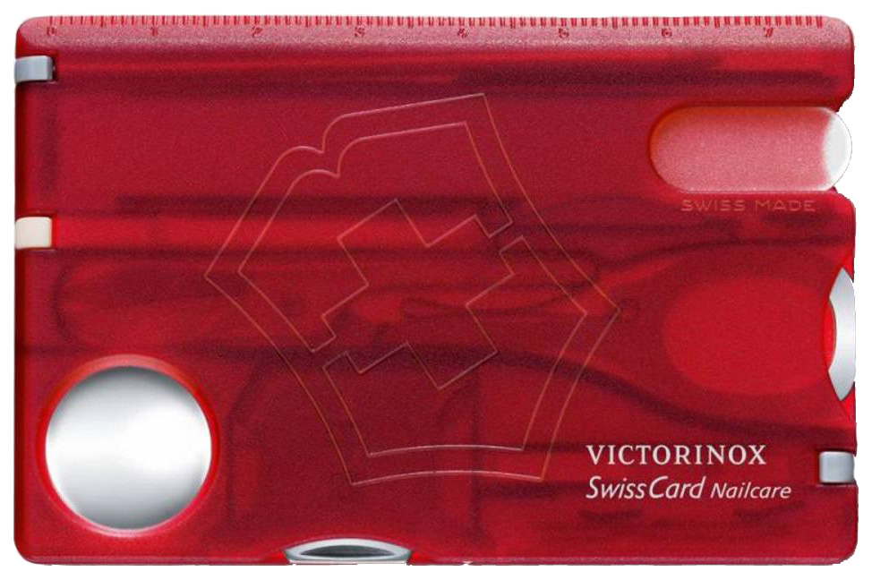 Мультитул Victorinox SwissCard Nailcare, красный/прозрачный, 13 опций