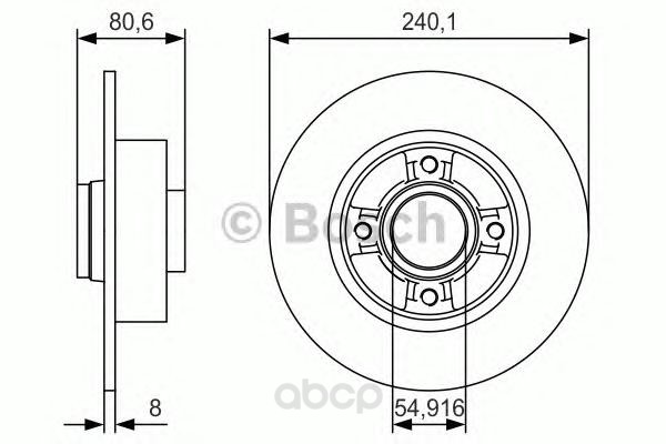 фото Тормозной диск bosch задний без подшипника для renault clio 3 05-, megane 2 02- 0986479s37