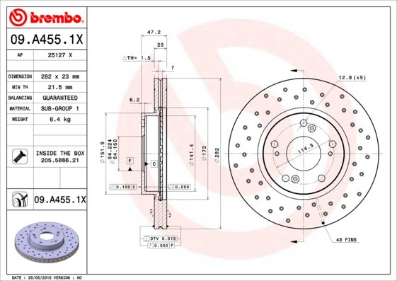 фото Тормозной диск brembo 09.a455.1x