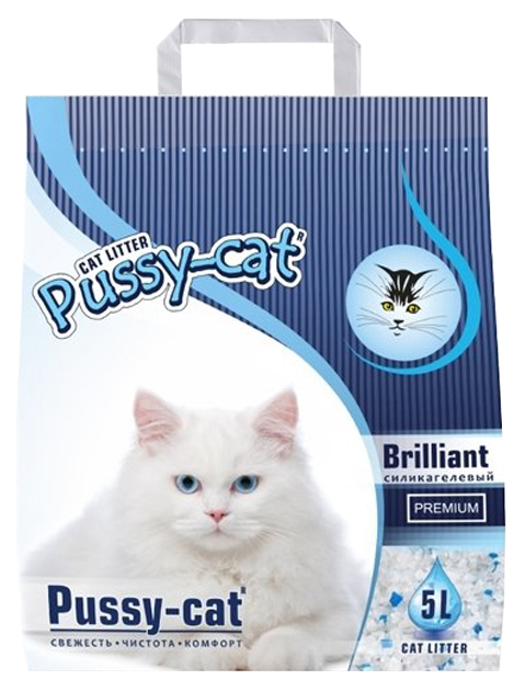 фото Впитывающий наполнитель для кошек pussy-cat premium brilliant силикагелевый, 2 кг, 5 л