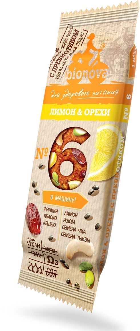 фото Фруктово-ореховый батончик bionova лимон и орехи 35 г
