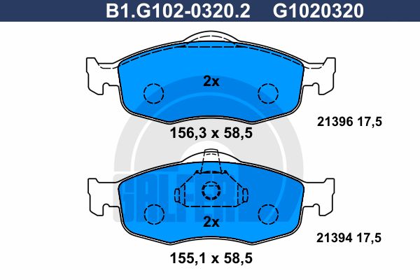 

Комплект тормозных дисковых колодок GALFER B1.G102-0320.2