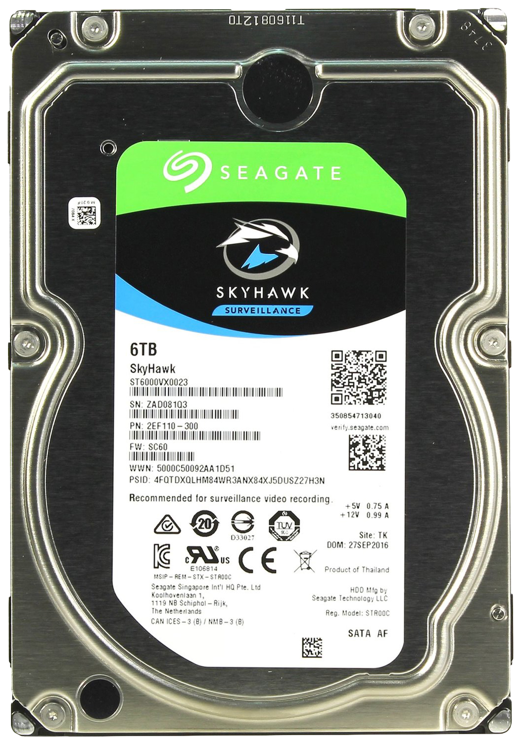 фото Жесткий диск seagate skyhawk surveillance 6тб (st6000vx0023)