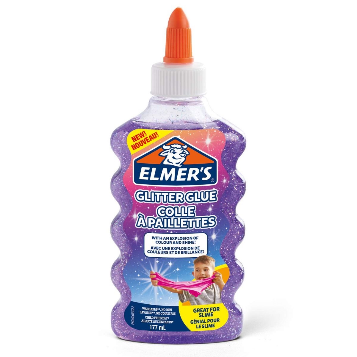 Клей для слайма Elmers Glitter glue фиолетовый 177 мл