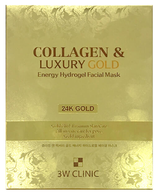 Маска для лица 3W Clinic Collagen & Luxury Gold Energy Hydrogel Facial Mask 30 мл набор омолаживающая маска для снятия отеков и осветления темных кругов под глазами