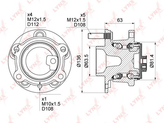 

Комплект подшипника ступицы колеса LYNXauto WH-1328
