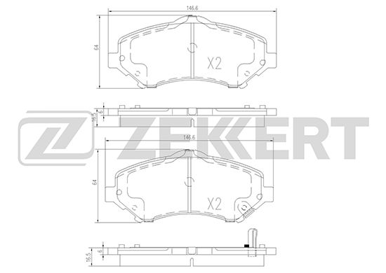 фото Комплект тормозных колодок, дисковый тормоз zekkert bs-1008