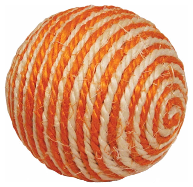 Мяч для кошек Triol Шарик сизаль, бежевый, оранжевый, 9.5 см