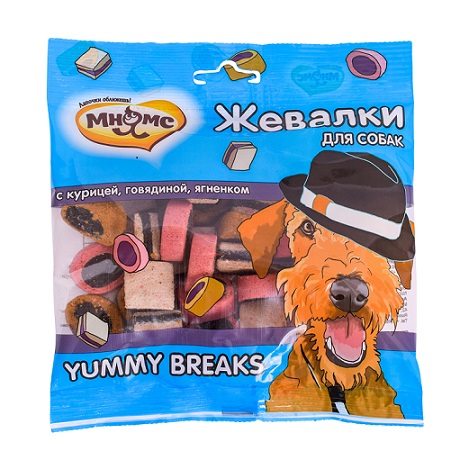 фото Лакомство для собак мнямс жевалки yummy breaks с курицей, говядиной и ягненком, 150г