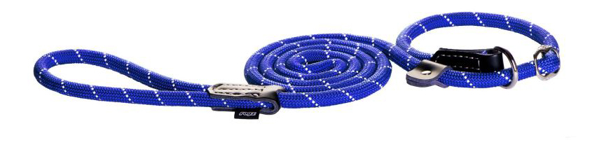 фото Поводок удавка для собак rogz rope m-9мм 1,8 м, синий hlxr09b