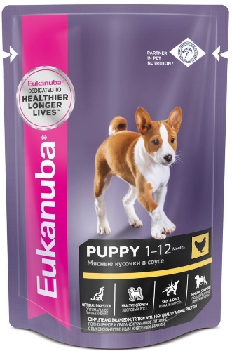 Влажный корм для щенков Eukanuba курица 24шт по 85г 1500₽