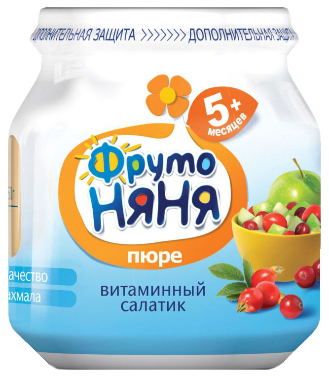 

Пюре фруктовое ФрутоНяня Витаминный салатик с 5 мес. 100 г, 1 шт., Витаминный салатик