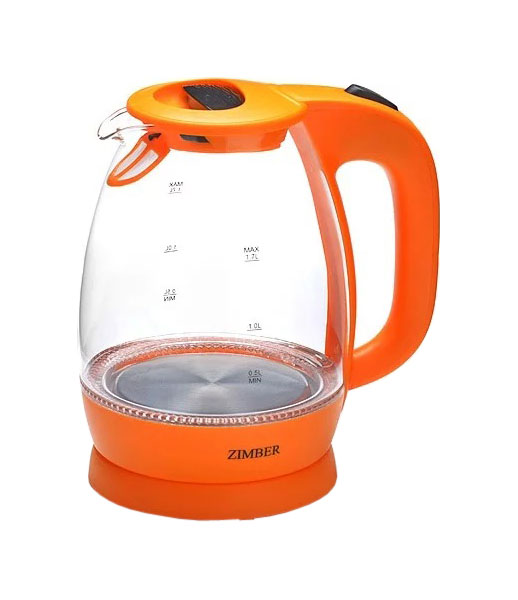 Чайник электрический Zimber ZM-11177 1.7 л оранжевый, прозрачный