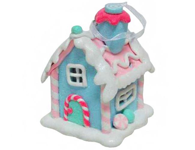 фото Елочная игрушка crystal deco сахарный домик мечты голубой ma9392c 8,5 см 1 шт.