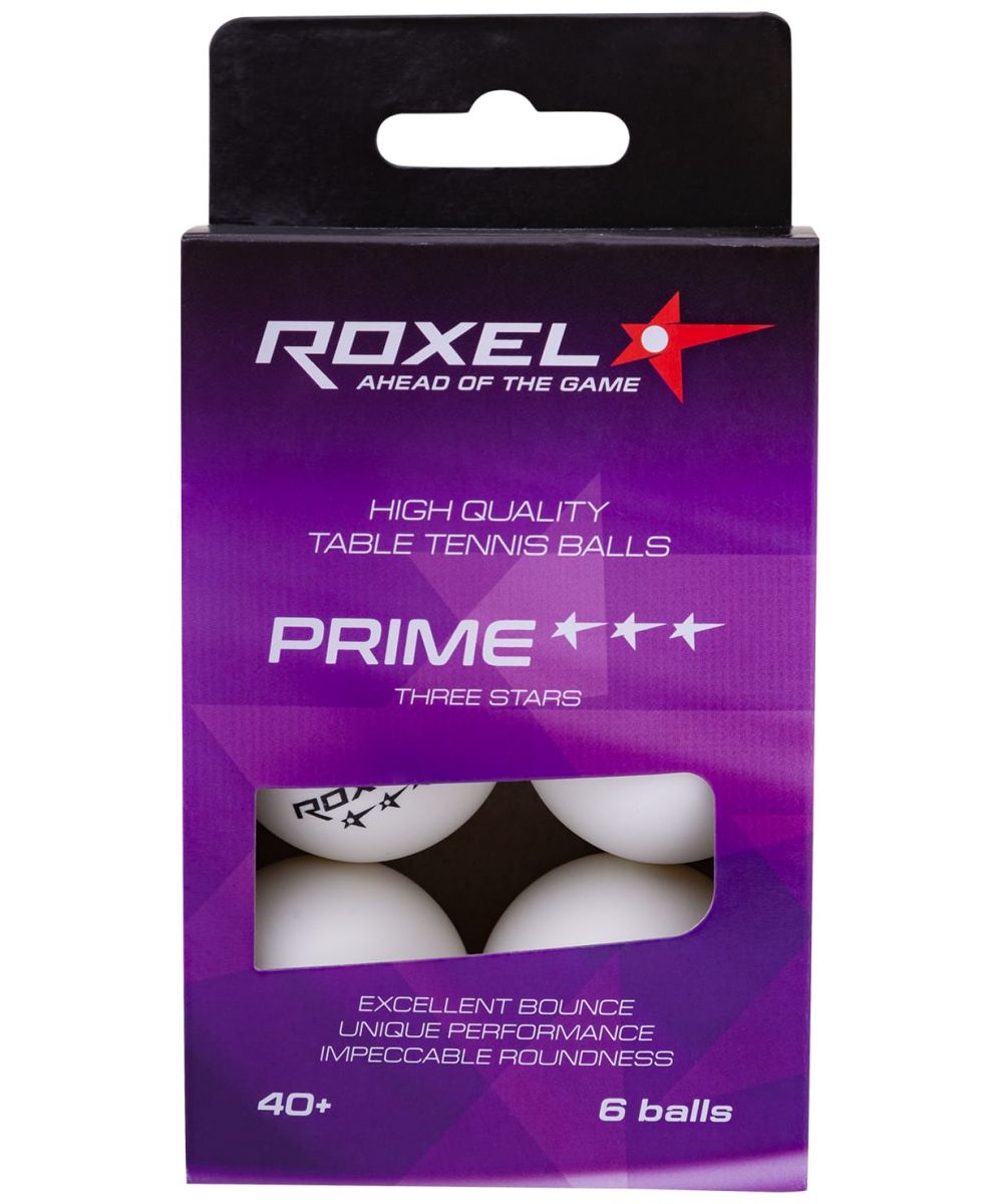 фото Мячи для настольного тенниса roxel prime 3*, белый, 6 шт.