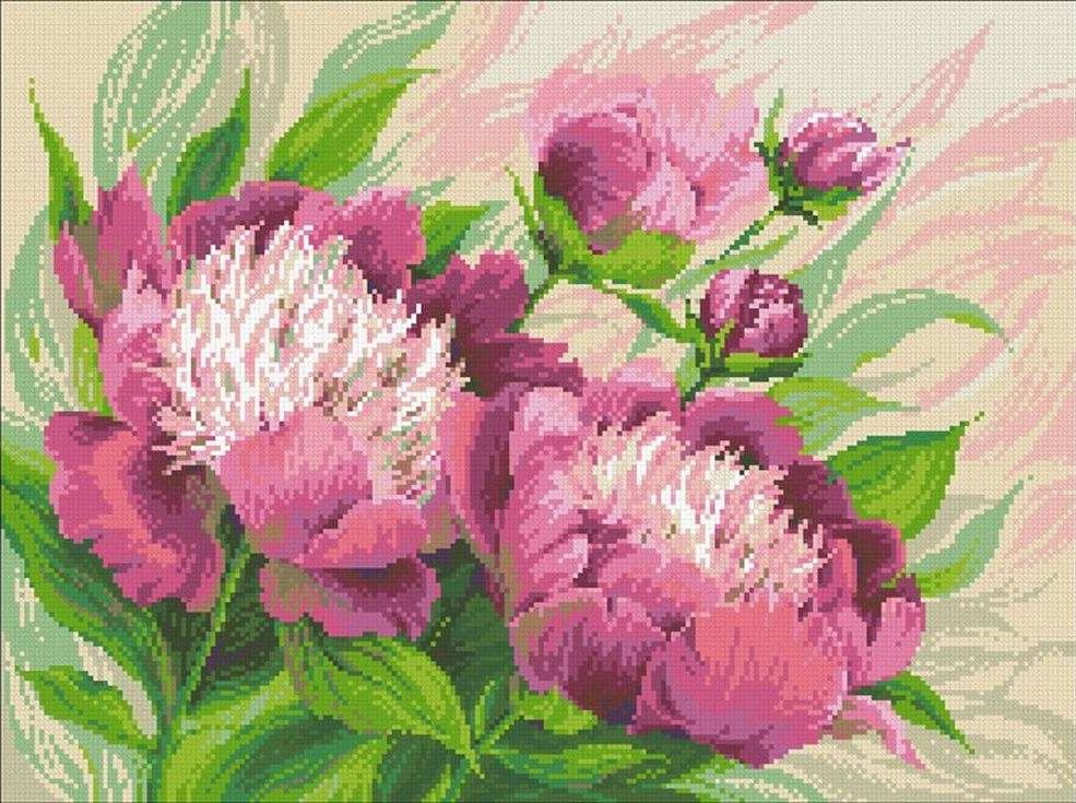 

Алмазная вышивка Паутинка Пионы, 51x38 см, Пионы