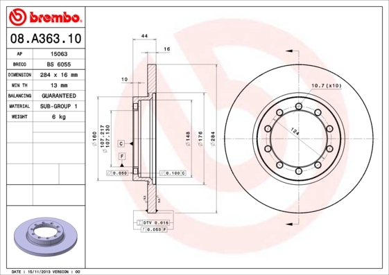 фото Тормозной диск brembo 08a36310