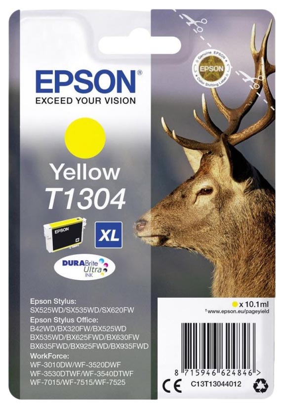 Картридж для струйного принтера Epson T1304 (C13T13044012) желтый, оригинал