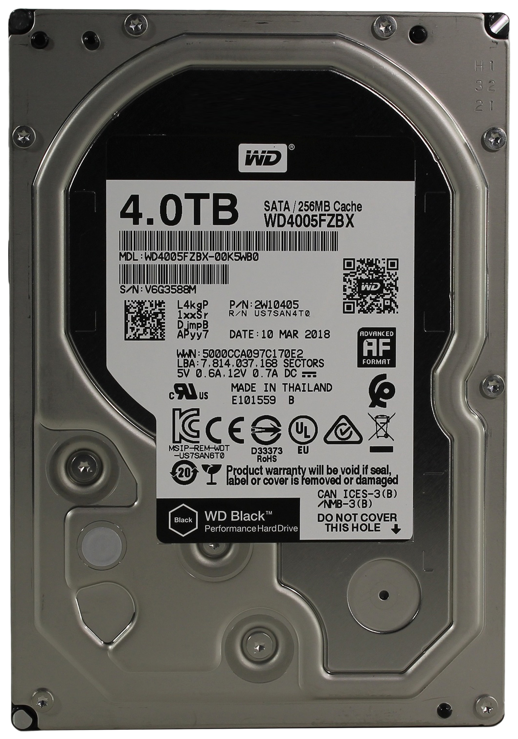 фото Внутренний жесткий диск western digital black 4tb (wd4005fzbx)