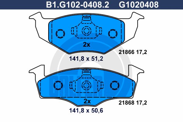 

Комплект тормозных дисковых колодок GALFER B1.G102-0408.2