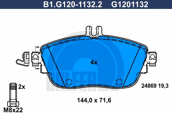 

Комплект тормозных дисковых колодок GALFER B1.G120-1132.2