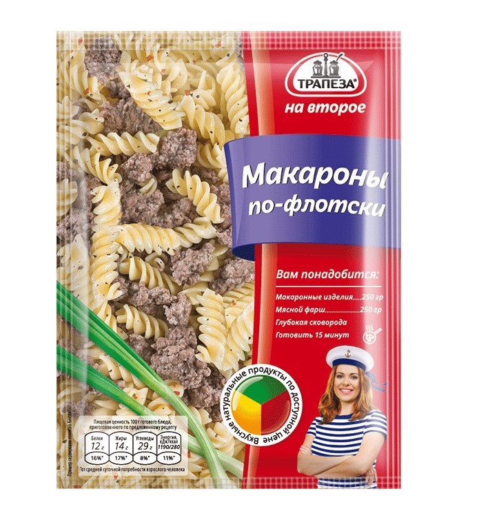 

Смесь на второе Трапеза макароны по-флотски 24 г