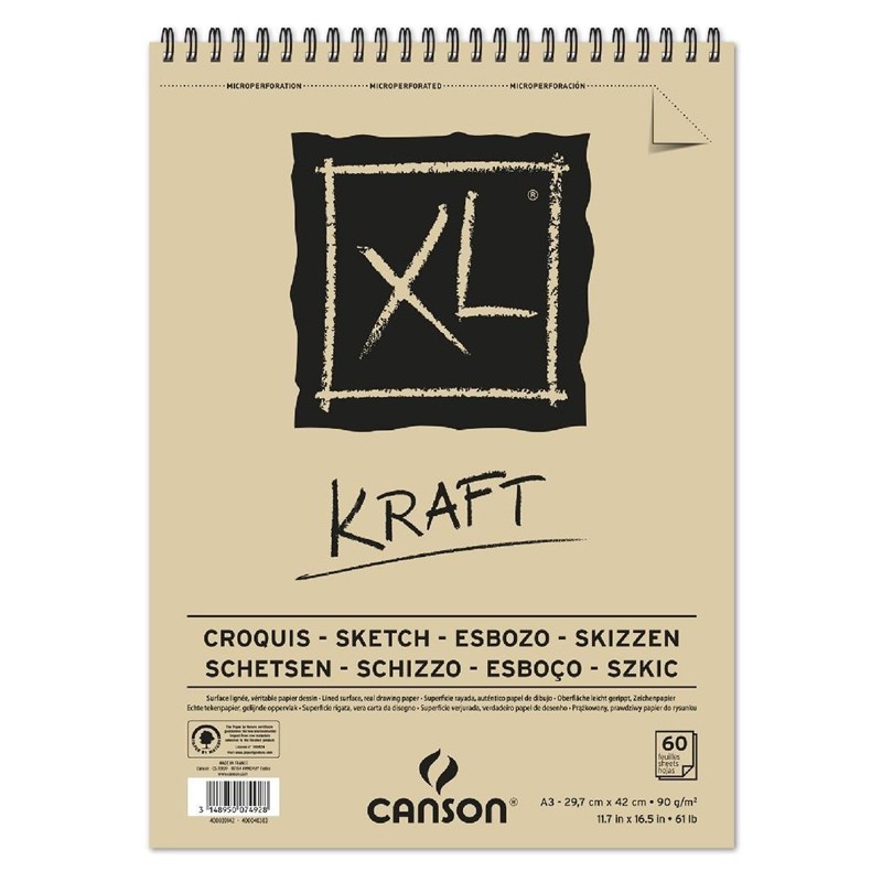 

Альбом на спирали для графики Canson XL Kraft, 29,7х42см,60 листов