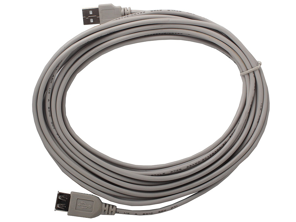 фото Кабель gembird usb a-usb a, m-f 4,5м grey (cc-usb2-amaf-15)