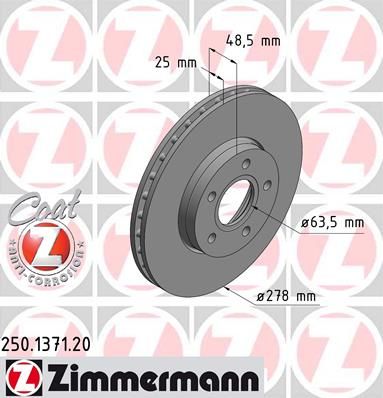 

Тормозной диск ZIMMERMANN 250.1371.20